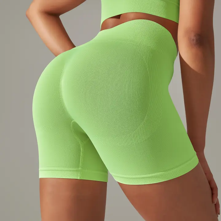 Pantalones cortos de yoga para mujer, malla deportiva de cintura alta para gimnasio cómodo, correr, ciclismo, verano - 1