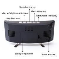 Alarma Digital Led de escritorio con hora, fecha, temperatura, humedad, pantalla, 12/24h, reloj de mesa de escritorio multifunción - details 4