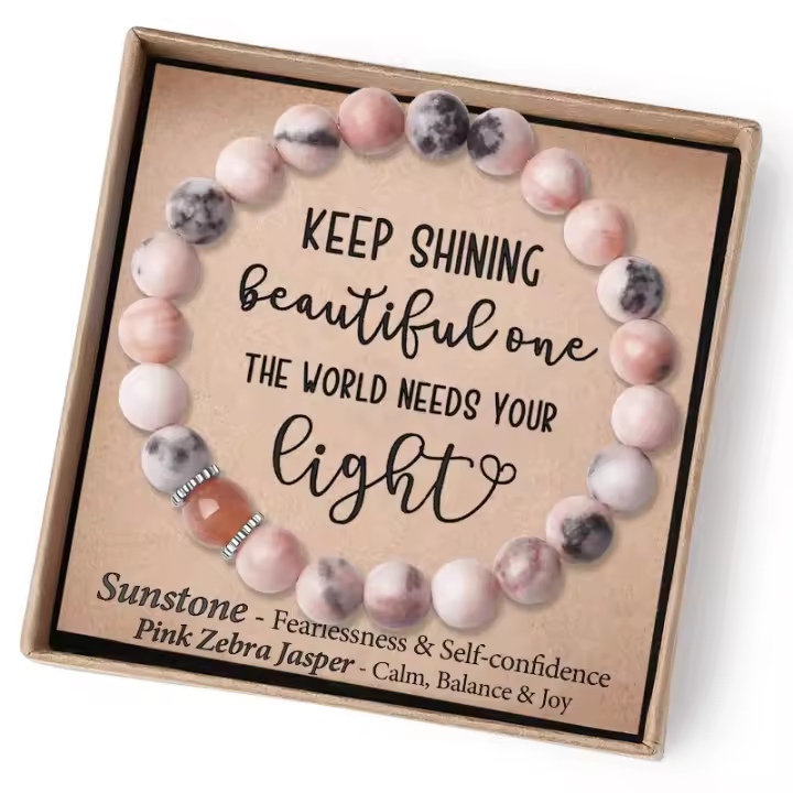 pulsera de piedra volcánica para hombre y mujer, brazalete de cuerda elástica, regalo para el Día del Padre, piedra lunar volcánica,Pulsera de regalo del Día de la Madre - 1