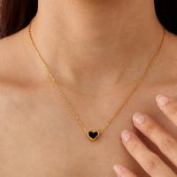 Collar de corazón negro de moda para mujer: cadena de clavícula minimalista de acero inoxidable en estilo europeo - details 8