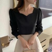 Blusa Elegante para Mujer con Cuello Cuadrado Top Suelto Informal con Mangas Abullonadas - details 3