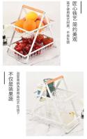 Cesta de frutas portátil de 2 capas, cesta de metal rectangular desmontable con mango de madera, organizador de cocina - details 6