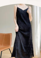 Elegante Falda de Seda con Cinturón de Satén de Ácido Acético Francés Vestido de Moda de Verano para Mujeres con Cuello en V y Talla hasta la Rodilla - details 2