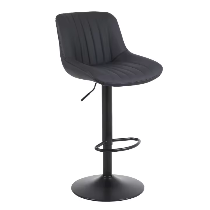 Taburetes Altos de Cocina, Taburete de Bar Regulable en Altura con Respaldo, Taburete Alto Ajustable de Cuero PU, Taburete Cocina Moderna, Marrón, Gris Oscuro, Negro - 1