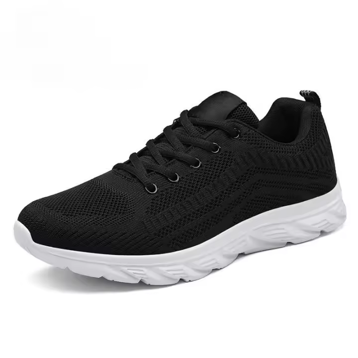 Zapatillas deportivas para hombre, zapatos para correr de verano, transpirables, de malla ligera, antideslizantes, desodorantes, negras, zapatos de trabajo. - 1