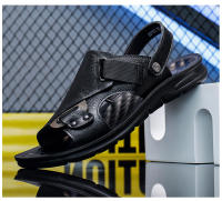 Sandalias de cuero para hombre, zapatos suaves de playa y exterior, planos, color negro, para jardín, 2024 - details 13