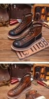 Zapatos de cuero de vaca puro de alta gama, estilo herramienta, zapatos de tablero de caña alta - details 14