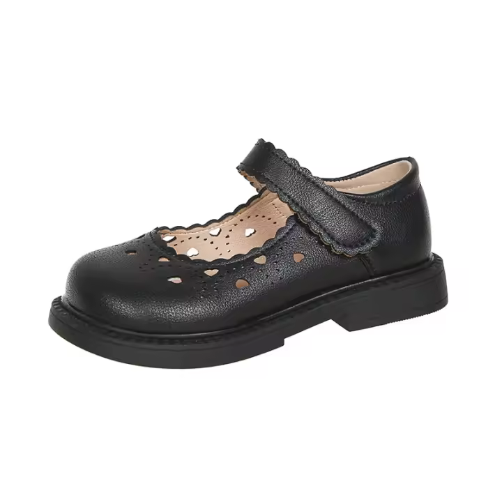 Zapatos de cuero para niña, calzado de vestir suave y elegante, con recortes de corazón, princesa, moda de primavera y otoño, 2024 - 1