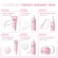 Kit Premium 6 en 1 de Cuidado Facial con Sakura Japonés - Suero + Crema Contorno Ojos + Limpiador Hidratante, Tratamiento Completo para Piel Radiante e Hidratada - LAIKOU - details 8