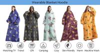 Manta de franela de invierno para adultos y niños, sudadera con capucha de manga larga, jersey de lana, manta usable, regalo - details 0
