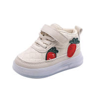 Nuevos zapatos de tablero iluminados para niños, zapatos casuales de dibujos animados de fresa de suela suave antideslizante - details 15