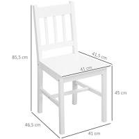 Juego de 2 Sillas de Comedor Blancas Silla de Cocina con Resalto de Listones - details 2
