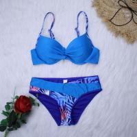 Conjunto de Bikini con Push-up para mujer, bañador Sexy, traje de baño para mujer, Bikini con cuello Halter, ropa de playa con estampado de hojas 2023 - details 8