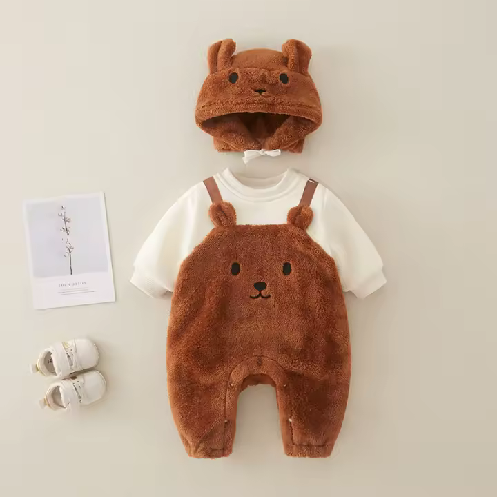 Conjunto de Invierno para Bebés y Niños Pequeños Ropa de Harén de Terciopelo Grueso de Una Pieza - 1