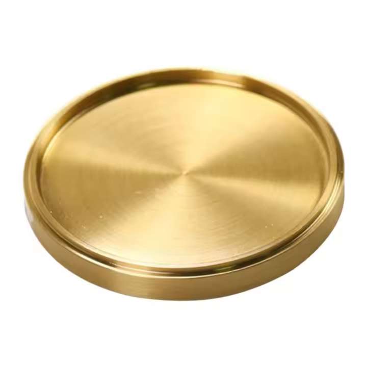 Posavasos redondo de latón para decoración del hogar, posavasos de cobre resistente al calor, bandeja de Metal para mesa de comedor - 1
