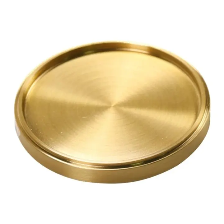 Posavasos redondo de latón para decoración del hogar, posavasos de cobre resistente al calor, bandeja de Metal para mesa de comedor - 1