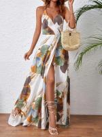 Vestido con tirantes sin espalda y separación de muslos con estampado tropical 2025 - details 9