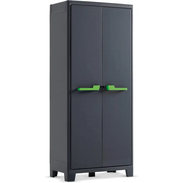 Armario de Resina Impermeable 2 Puertas y 4 Baldos Gris/Antracita Tamaño 182 x 80 x 44 cm - 1
