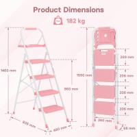 Escaleras Plegables de 3 Escalones, Capacidad de 272KG con Pedales Antideslizantes Anchos, Taburete Escaleras de Mano de Acero, Manubrio de Esponja, Uso en Interiores y Exteriores, Negro - details 31