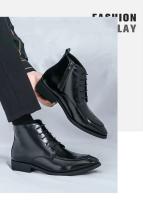 2023 nuevos zapatos de cuero antideslizantes con cordones altos de negocios a la moda para hombres - details 8