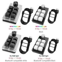 6 Key 1 Programming ro Custom Knob Keyboard Bluetooth-Compatible/Wired RGB  Gaming Keypad for book PC Laptop - details 0