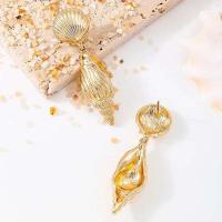 1 par de pendientes retro europeos y americanos bohemios del océano, accesorios de ropa de mujer de concha, playa de estilo de vacaciones - details 4