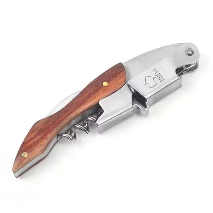 Sacacorchos de camarero de acero inoxidable, diseño en espiral, abridor de vino duradero, removedor de tapón de vino de alta dureza, restaurante - 1