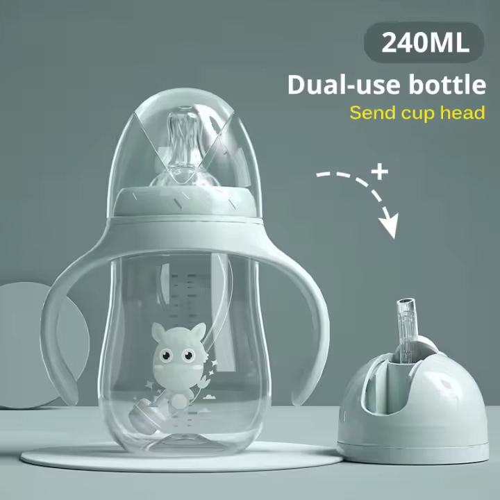 Biberones para Bebé, botella de Alimentación de calibre ancho, multifuncionales, para Beber leche y Agua, de Doble USO, sin BPA - 1