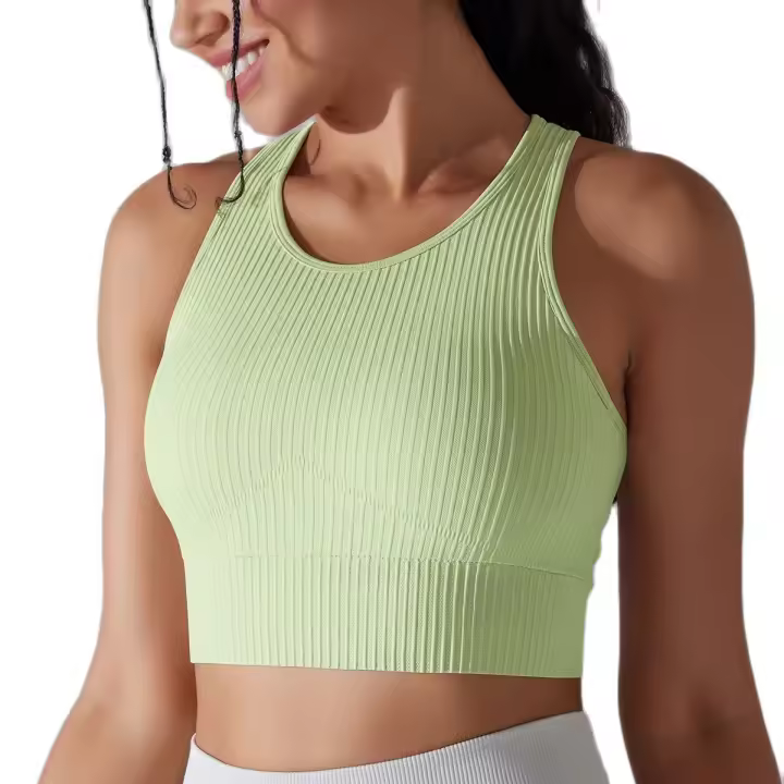 Sujetador deportivo cómodo para mujer, ropa interior, hilo sexy, informal, a rayas, sin costuras, top cansado para gimnasio - 1