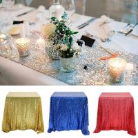 Mantel de Fiesta de Brillo de Lentejuelas Tela de Rosa Dorada con Sier de Poliéster para Boda, Cumpleaños, Banquete en Casa - details 28