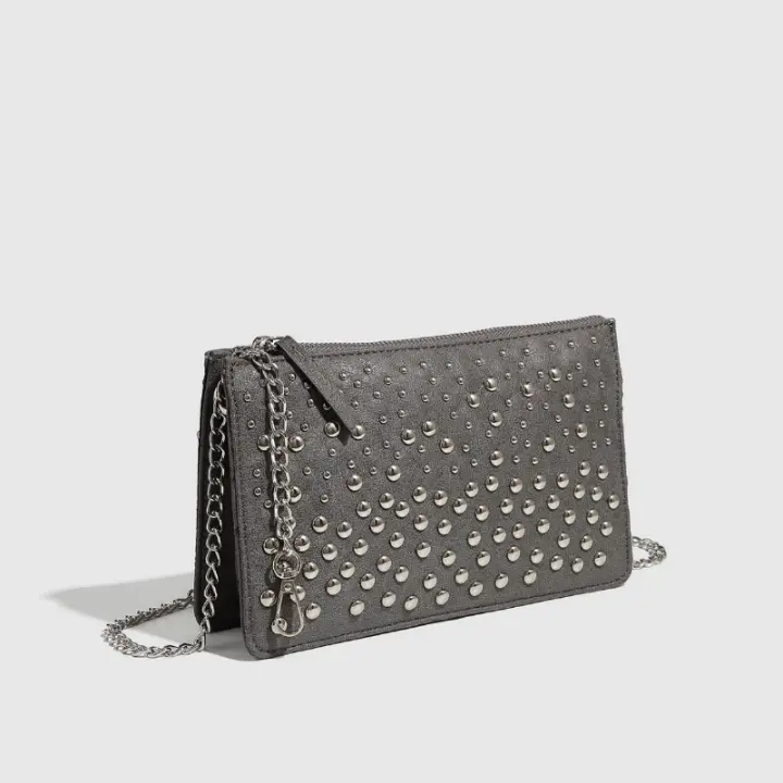 Bolso de las mujeres de moda, Bolso de mano con remaches de lunares para mujer, Bolsa cruzada con doble compartimento y Hombro con Cadena - 1