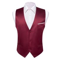 Chaleco de seda para hombre, 30 colores, liso, negro, azul, verde, rojo, Pik Gold Champain, chaleco ajustado de satén morado, Tops para hombre - details 48