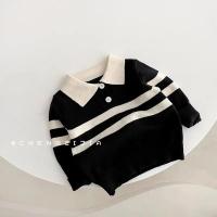 2025 nuevo estilo coreano primavera otoño suéter para niños niñas dos piezas botón rayas solapa Top de punto Casual ajuste elegante - details 14