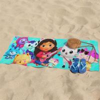 Casa de muñecas de Gabby, baño con estampado 3D de microfibra, suave, absorbente de agua, transpirable para niñas y niños, toalla de playa decorativa de dibujos animados - details 4