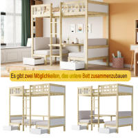 Cama de Alma de Madera 200*90 cm 2 en 1 Cama-Escritorio Autoconstruida, Tres Cajones Grandes - details 13