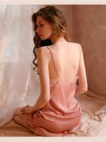 Pijamas de encaje sexy satén de seda de verano para mujer, nuevo conjunto de camisón de camisón con tirantes de alta gama modelos de verano - details 22