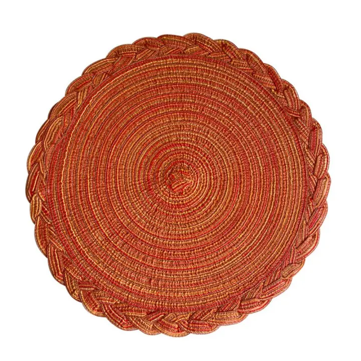 Manteles individuales redondos tejidos, manteles individuales trenzados de estilo nórdico de 18/30/38cm, estera aislante antideslizante lavable para Navidad - 1