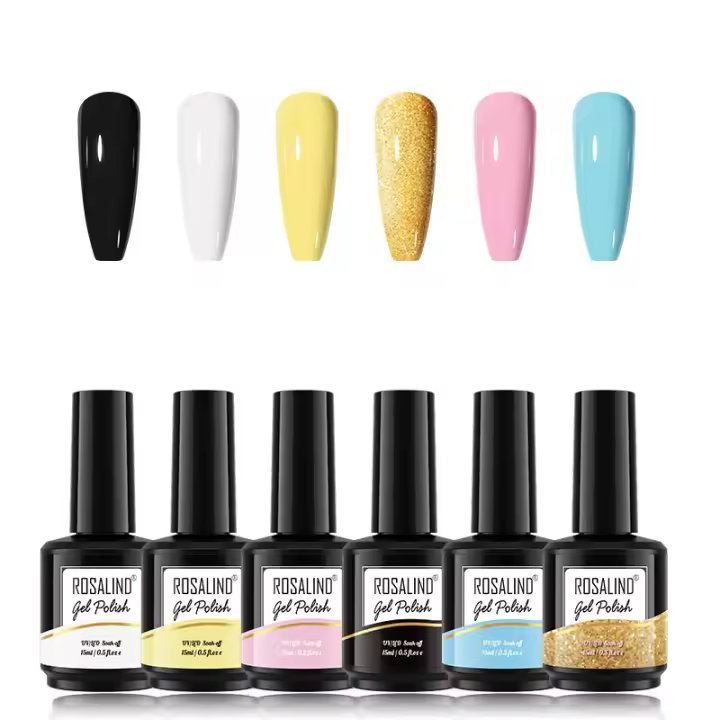 ROSALIND juego de esmaltes de uñas de Gel Premium, barniz híbrido semipermanente de Color brillante, trajes para principiantes, imprimación UV, 15ml - 1