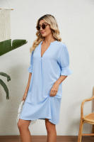 Vestido túnica para mujer, corto de verano, elegante blusa, informal, holgado, con mangas medias - details 3