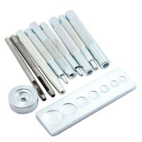 Kit de herramientas de perforación para artesanía de cuero, 11 piezas, resistente, con Base, remache a presión para instalar botones de remache - details 1