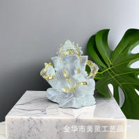 Adorno de cristal de agua de resina india, artesanías interiores para el hogar, estatua de Dios con trompa de elefante Ganesha - details 13
