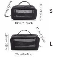 Bolsa De Maquillaje Transparente De Malla Pequeña Grande Negra Organizador De Viaje Portátil Para Cosméticos Y Labiales - details 10
