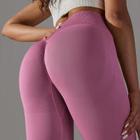 Leggings de yoga sin costuras para mujer, ropa deportiva de entrenamiento, pantalones deportivos de cintura alta - details 11