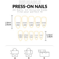 24 Piezas De Uñas Postizas Cortas Cuadradas Estilo Francés Con Flores + 1 Pegamento + 1 Lija Para Uñas - details 15