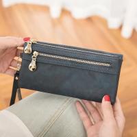 Cartera de Mujer de Cuero con Pulido Dull de Gran Capacidad Billetera de Doble Cierre Clutch Wristlet Cartera de Teléfono Monedero Porta Tarjetas Multiporo - details 5