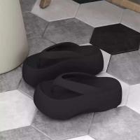 Chanclas Eva de fondo grueso para mujer con plantilla hermosas zapatillas de verano playa hogar excrementos de sensibilidad aumentada suave - details 9