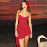 BUNO-Minivestido Sexy con volantes y purpurina para mujer, vestido asimétrico rojo con espalda descubierta para fiesta y playa, vestidos ajustados para primavera y verano 2025 - details 1