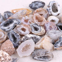 Geodas de ágata Oco, cristales naturales, Druzy, mitades, especímenes de cuarzo, decoración artesanal, 1 piezas - details 0