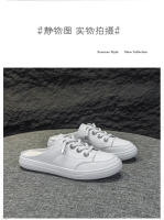 Baotou media zapatillas de mujer de fondo plano exterior desgaste de verano de cuero transpirable y ligero media bandeja zapatos sin tacón zapatos blancos - details 12