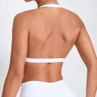 Sujetador deportivo con cuello en V para mujer, ropa interior sexy, top con espalda descubierta y cuello halter para fitness, ropa de yoga, sujetador activo para gimnasio con copas, color blanco - details 18